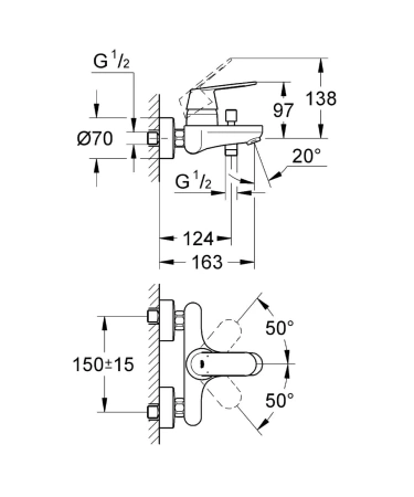 Фото Змішувач для ванни GROHE EUROSMART COSMOPOLITAN